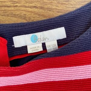 EUC Boden Navy Blue and Pink Strip Midi Dress Size 8